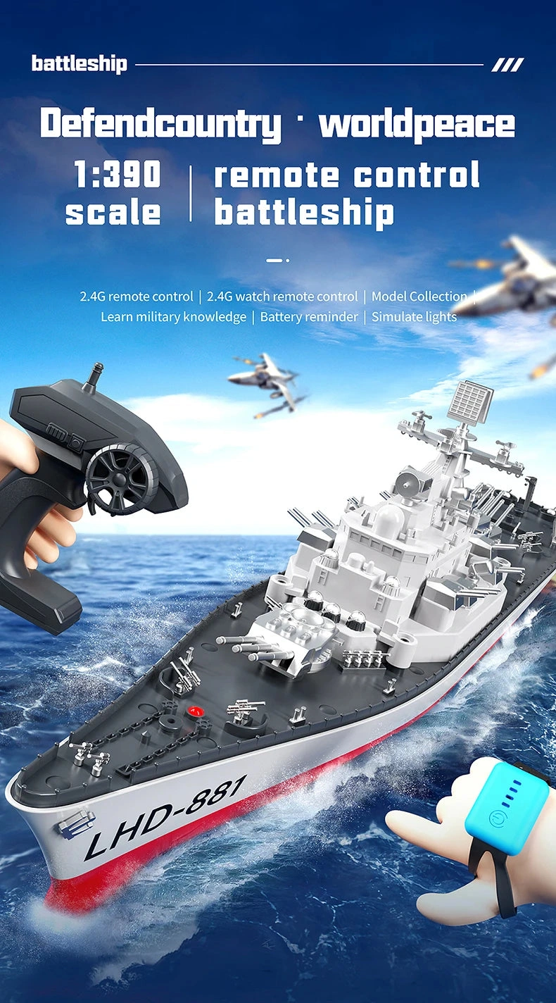 Army Navy Destroyer Battle Boat RC Model – 2.4G Action!